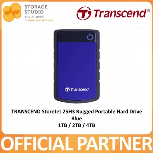 TRANSCEND StoreJet 25H3 Rugged Portable Hard Drive Blue